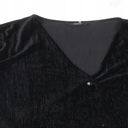 George Womens Black Polyester Wrap Blouse Size 22 V-Neck - Tie