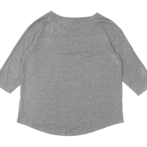 F&F Womens Grey Cotton Basic T-Shirt Size 18 Boat Neck - Star