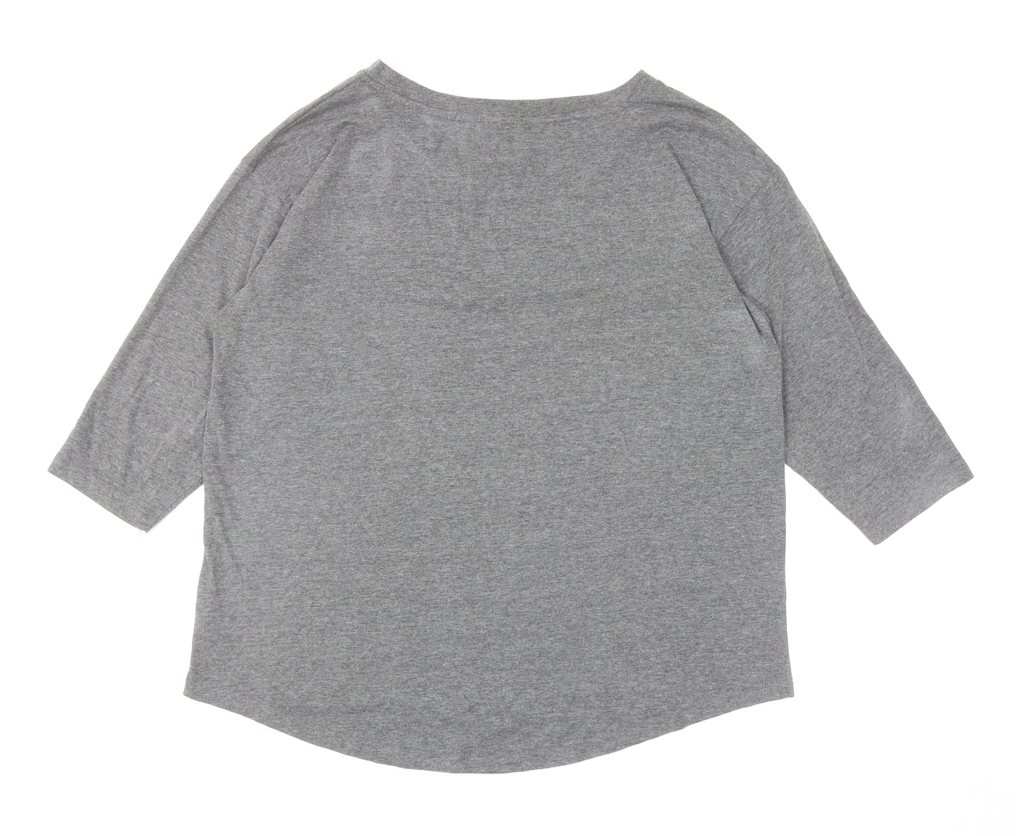 F&F Womens Grey Cotton Basic T-Shirt Size 18 Boat Neck - Star