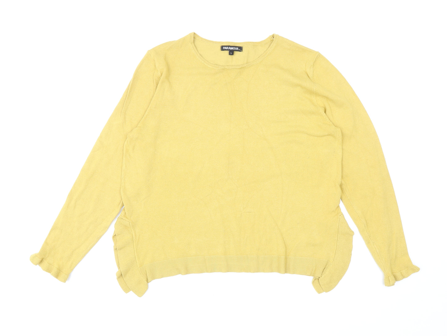 Paramour Womens Yellow Round Neck Viscose Pullover Jumper Size L