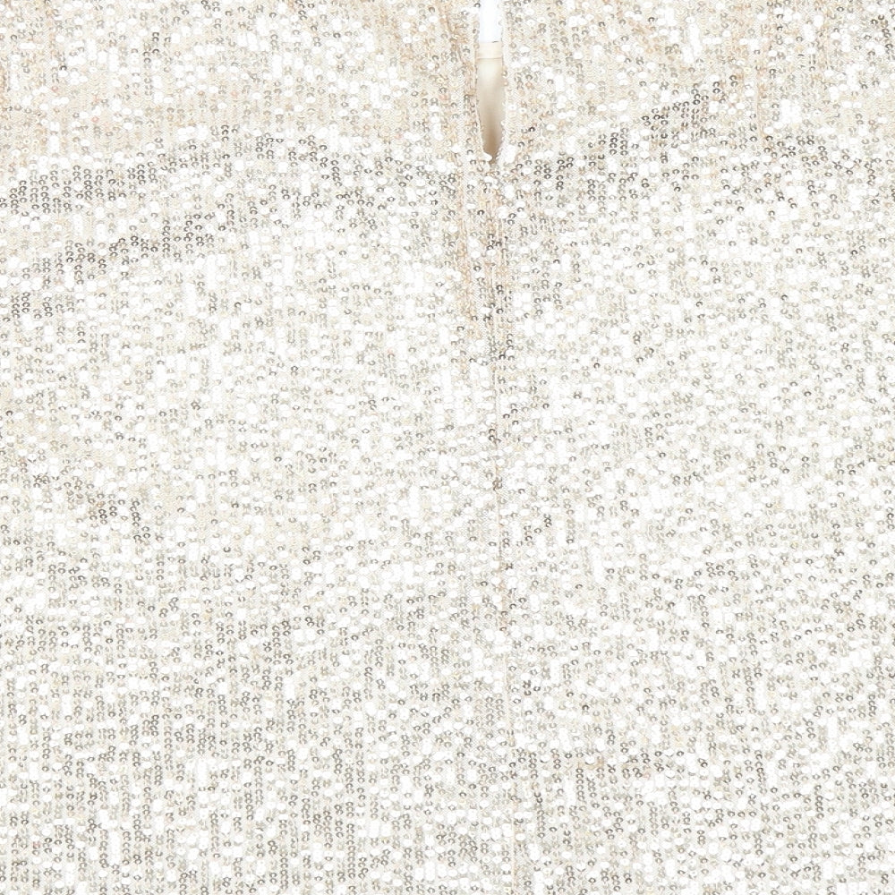 F&F Womens Gold Polyester Basic Blouse Size 16 Scoop Neck