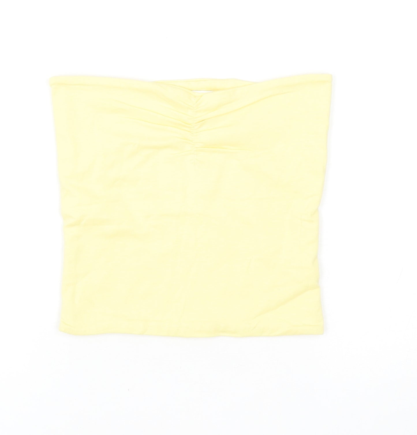 Topshop Womens Yellow Cotton Cropped T-Shirt Size 8 Square Neck - Bandeau Top