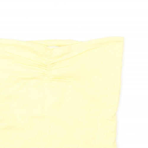 Topshop Womens Yellow Cotton Cropped T-Shirt Size 8 Square Neck - Bandeau Top