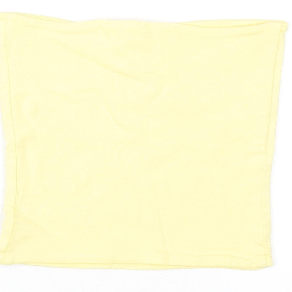 Topshop Womens Yellow Cotton Cropped T-Shirt Size 8 Square Neck - Bandeau Top