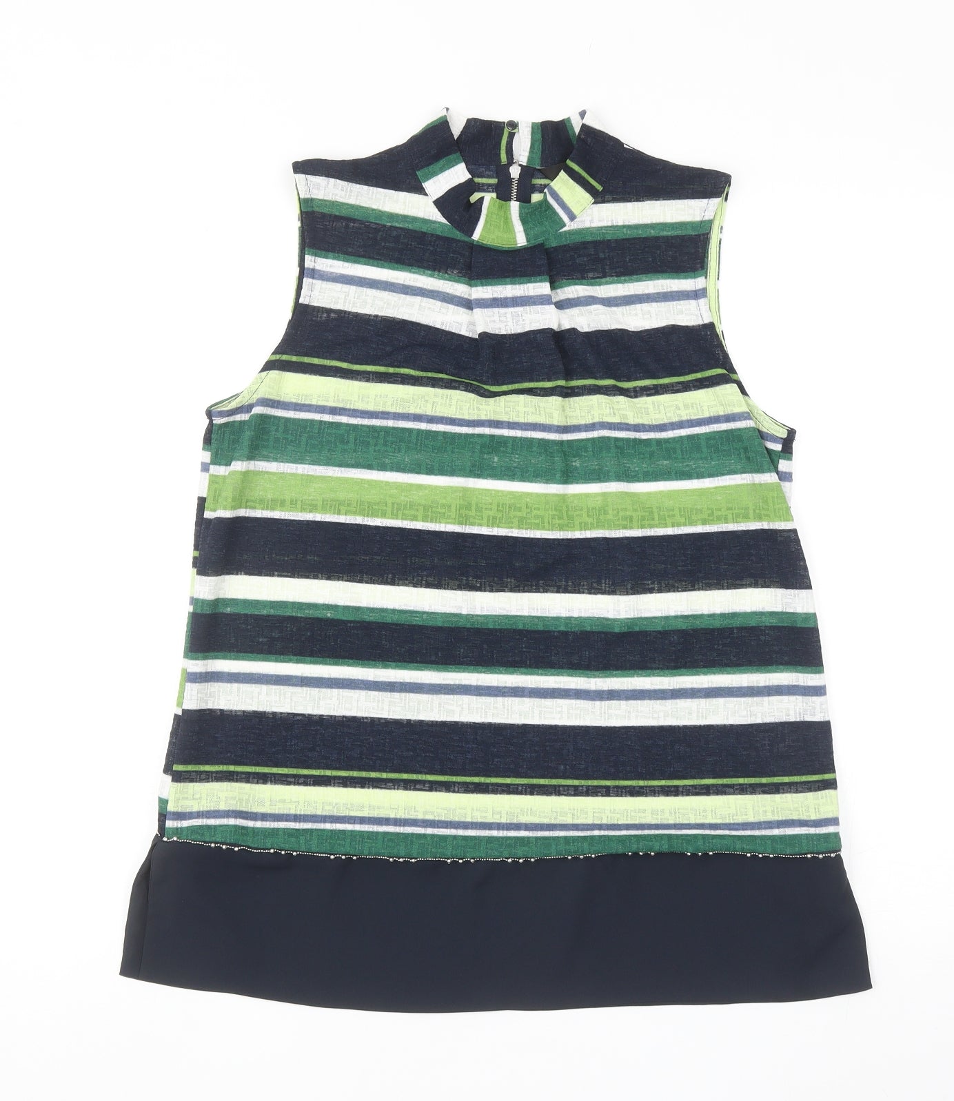 NEXT Womens Multicoloured Striped Polyester Camisole Blouse Size 14 Mock Neck