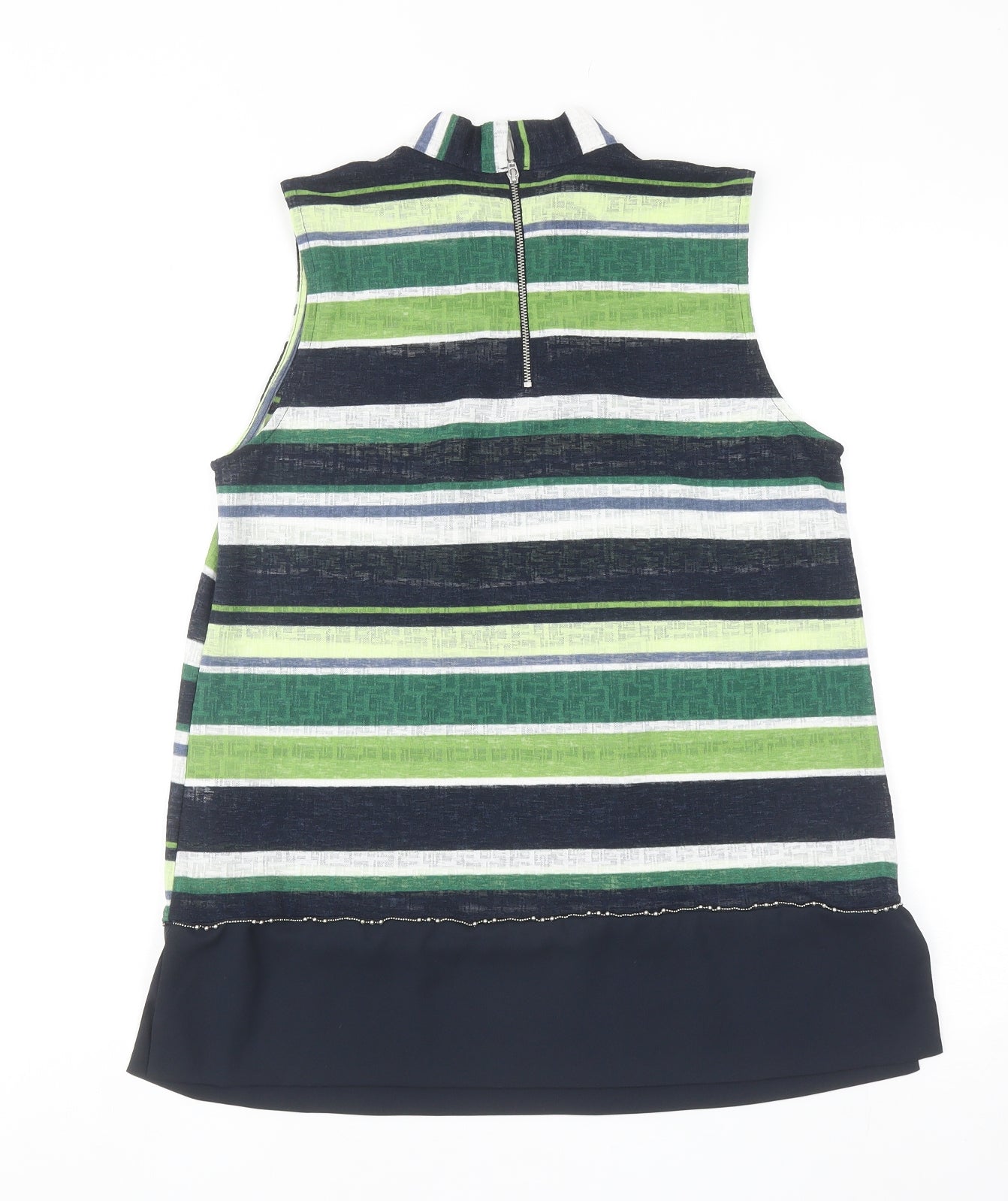 NEXT Womens Multicoloured Striped Polyester Camisole Blouse Size 14 Mock Neck