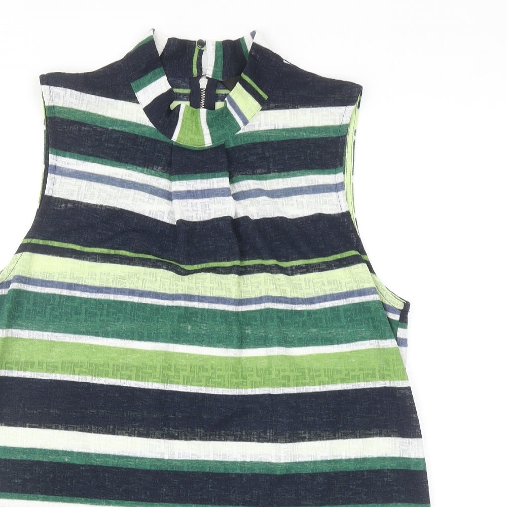 NEXT Womens Multicoloured Striped Polyester Camisole Blouse Size 14 Mock Neck
