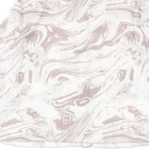 Primark Womens Brown Geometric Polyester Basic Button-Up Size 12 Collared