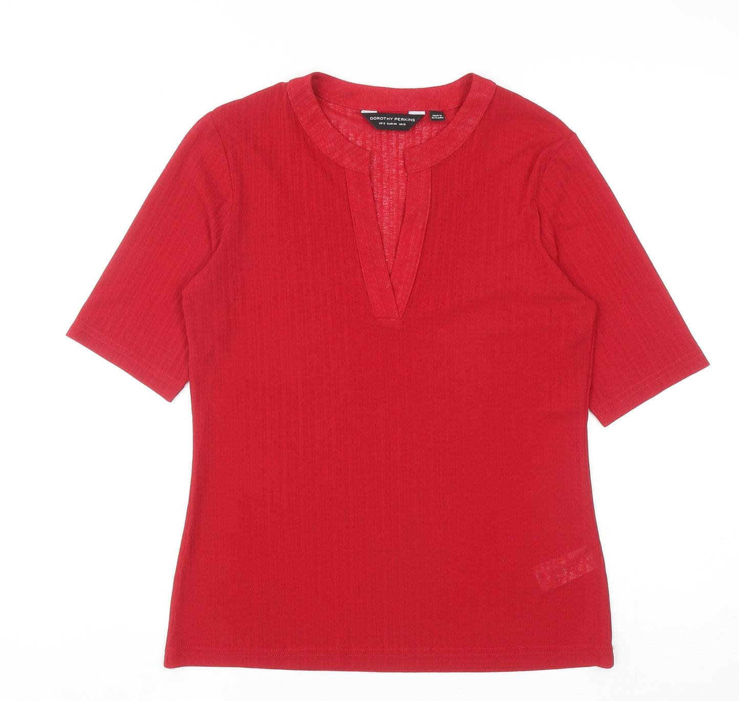 Dorothy Perkins Womens Red Polyester Basic Blouse Size 12 V-Neck