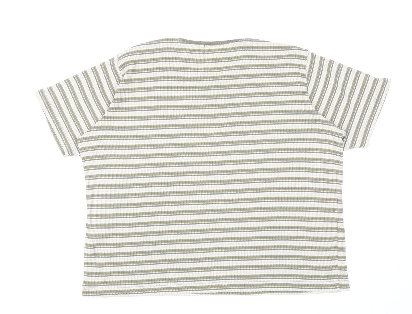 Bonmarché Womens Multicoloured Striped Cotton Basic T-Shirt Size XL Round Neck