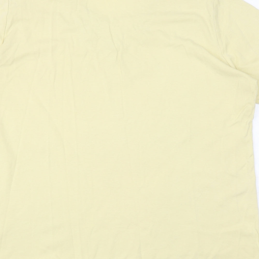 EWM Womens Yellow Cotton Basic T-Shirt Size L Round Neck