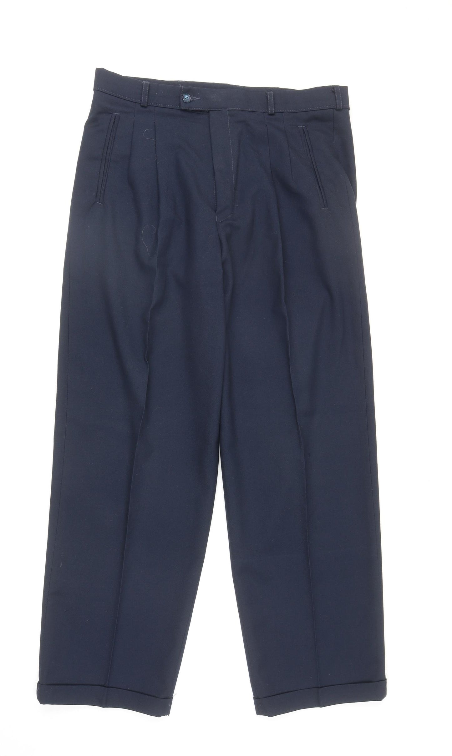 Preworn Mens Blue Polyester Dress Pants Trousers Size 34 in L29 in Regular Zip