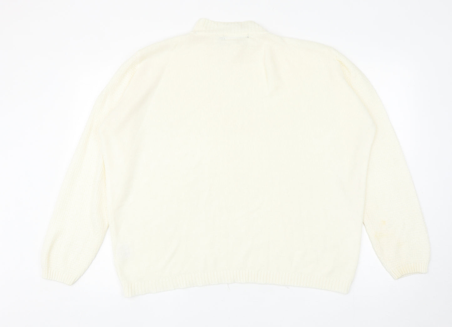 EWM Womens Ivory Mock Neck Acrylic Pullover Jumper Size XL