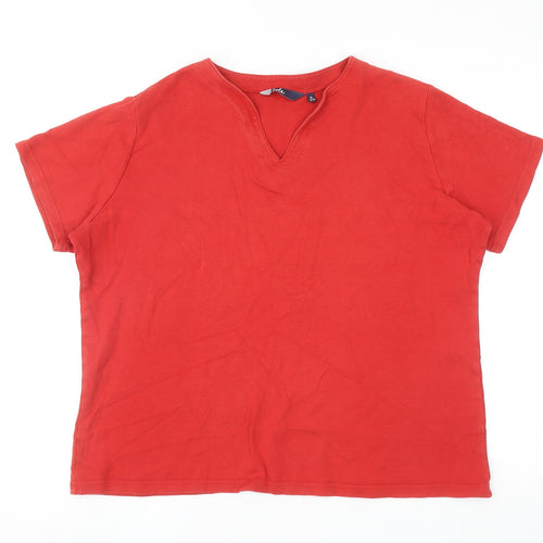 EWM Womens Red Cotton Basic T-Shirt Size XL V-Neck
