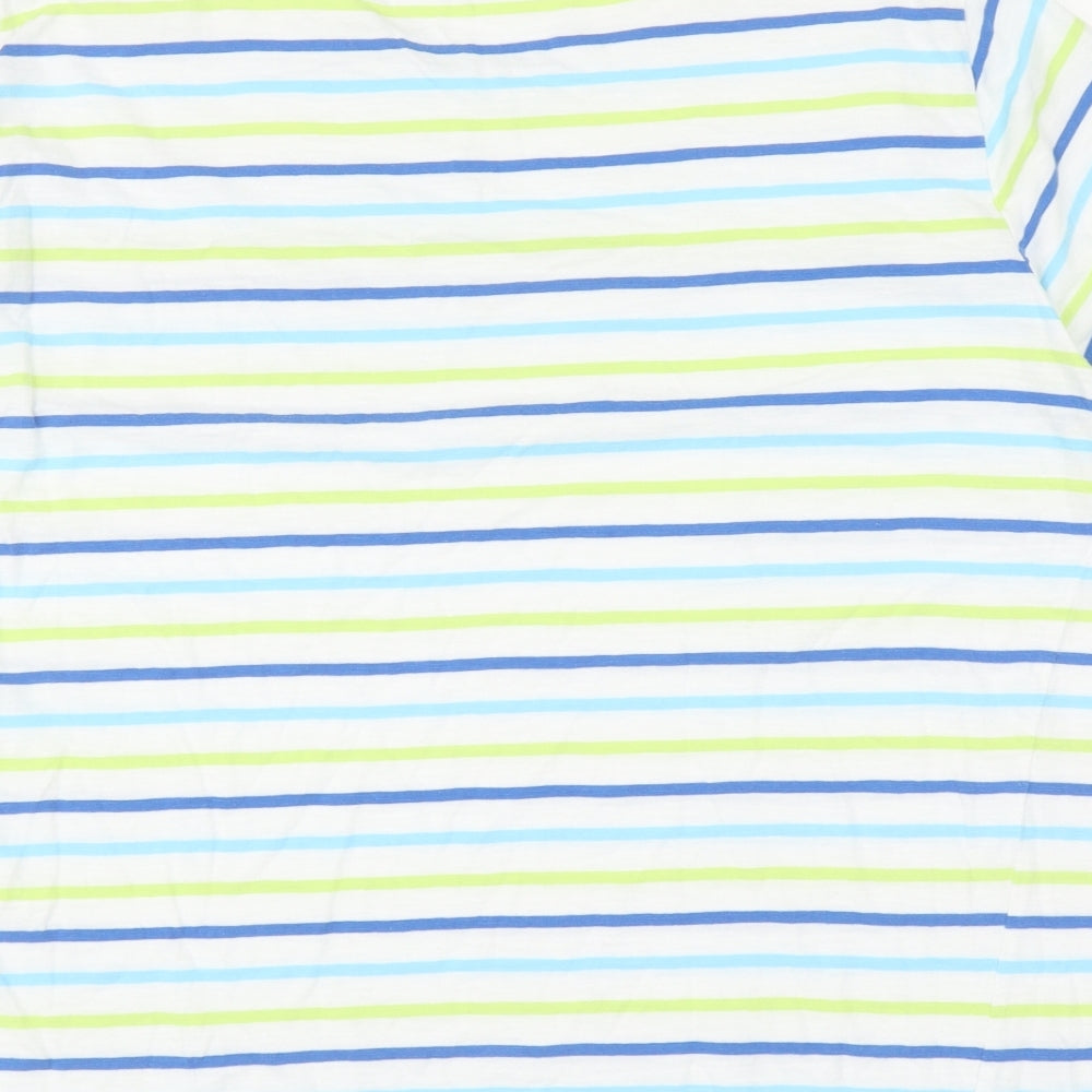 EWM Womens Multicoloured Striped Cotton Basic T-Shirt Size XL Round Neck - Lace Detail
