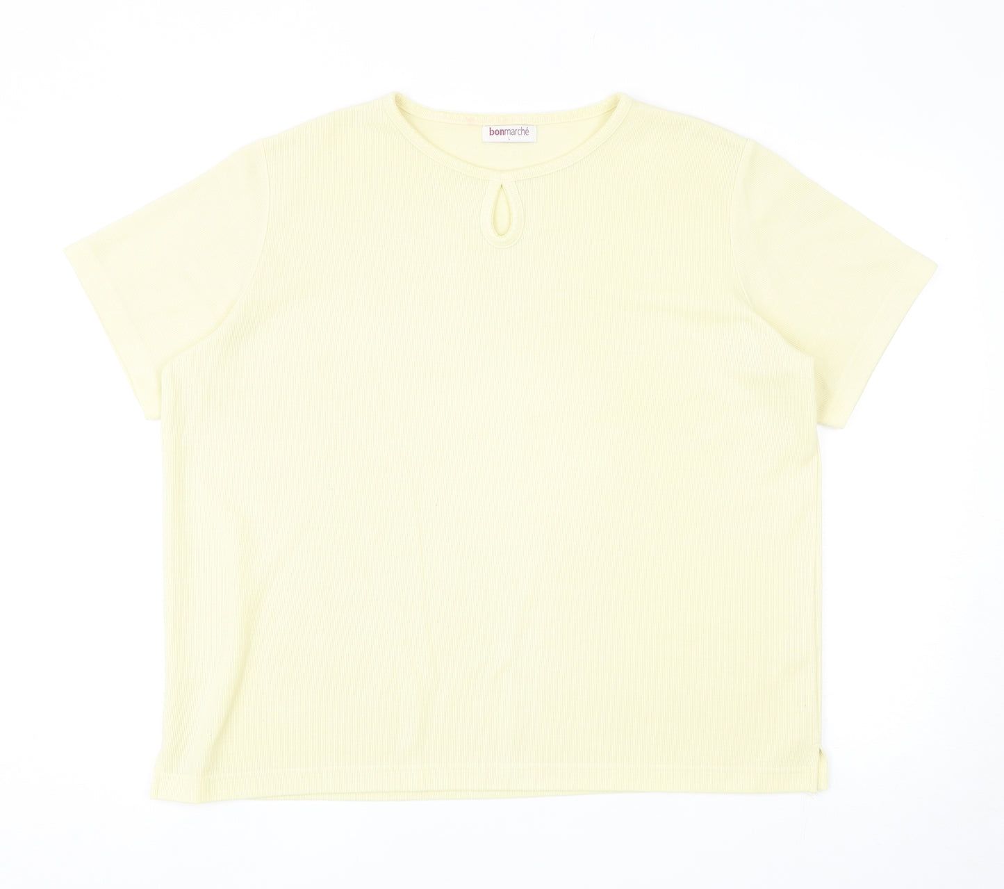 Bonmarché Womens Yellow Round Neck Polyester Pullover Jumper Size L - Keyhole Neck