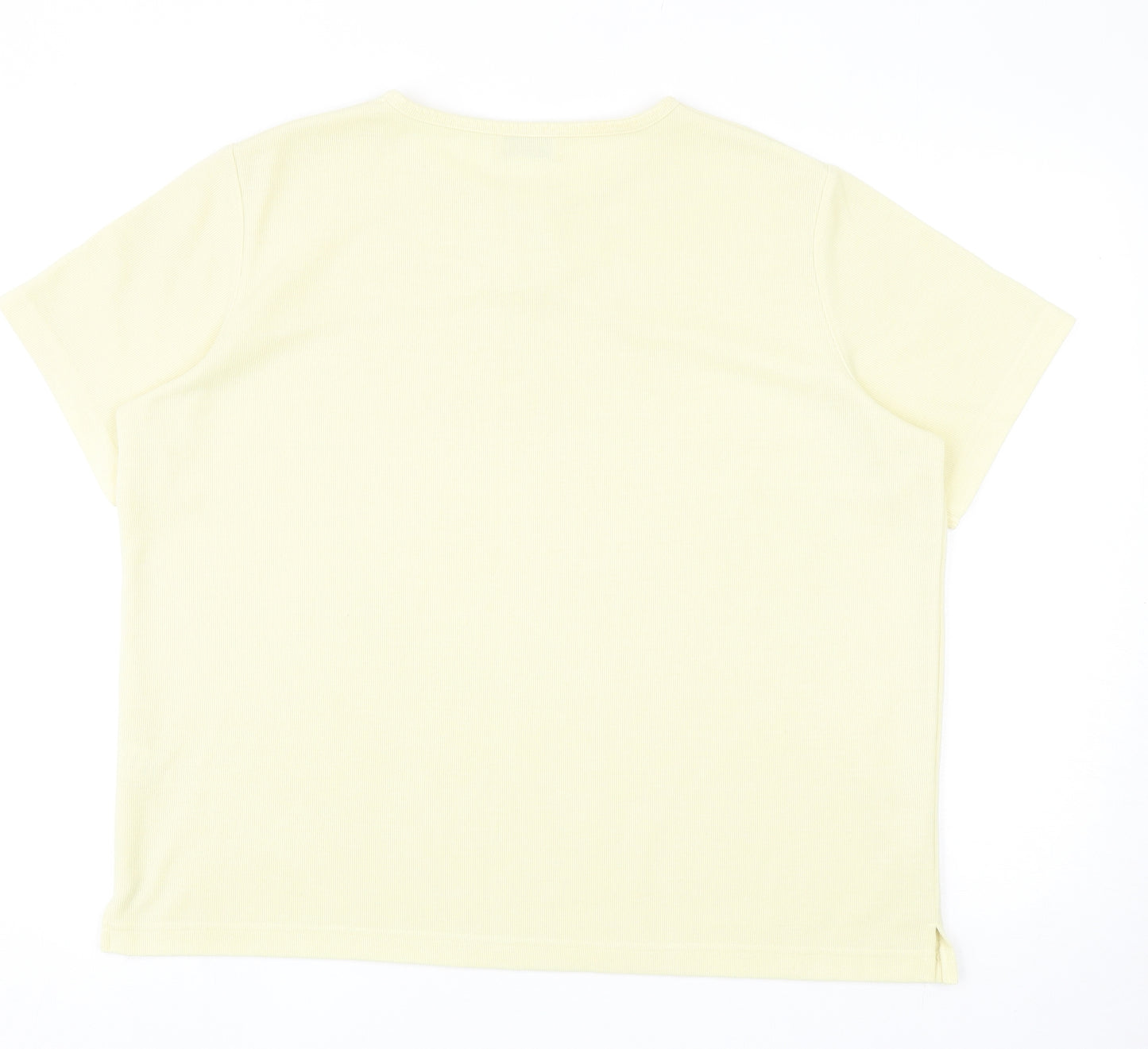 Bonmarché Womens Yellow Round Neck Polyester Pullover Jumper Size L - Keyhole Neck