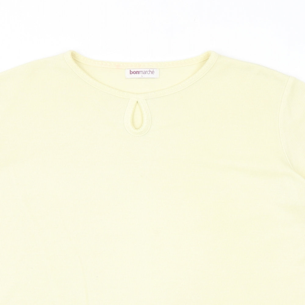 Bonmarché Womens Yellow Round Neck Polyester Pullover Jumper Size L - Keyhole Neck