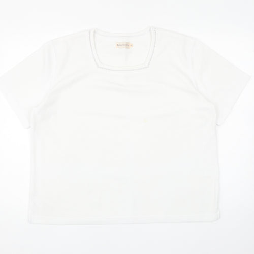 Bonmarché Womens White Square Neck Polyester Pullover Jumper Size L