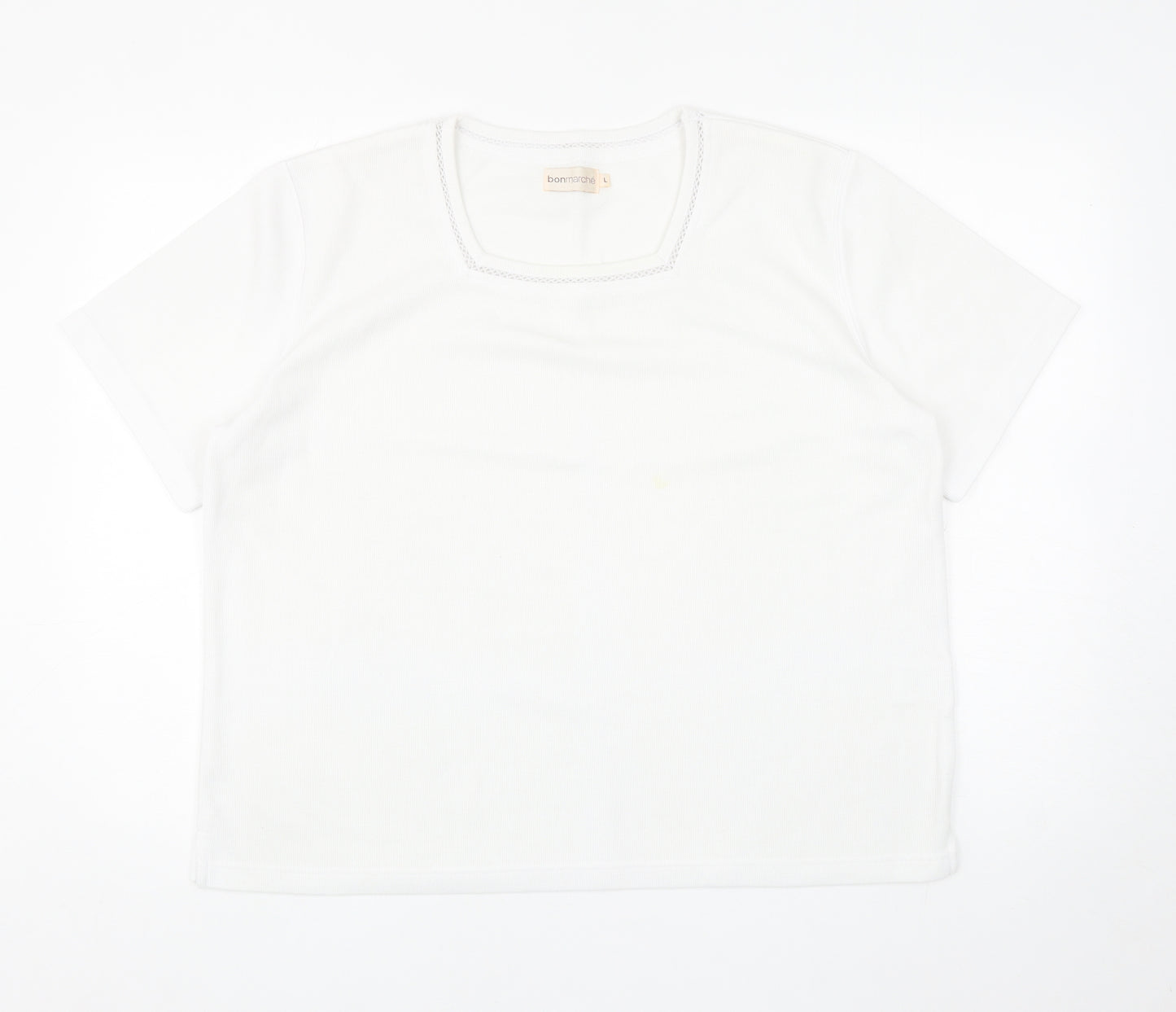 Bonmarché Womens White Square Neck Polyester Pullover Jumper Size L