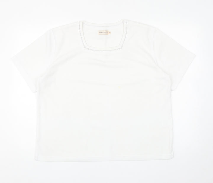 Bonmarché Womens White Square Neck Polyester Pullover Jumper Size L