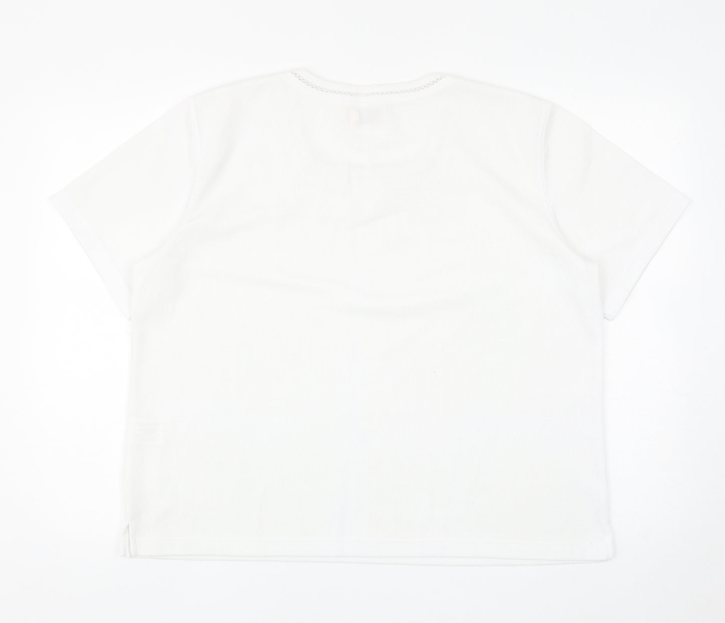 Bonmarché Womens White Square Neck Polyester Pullover Jumper Size L