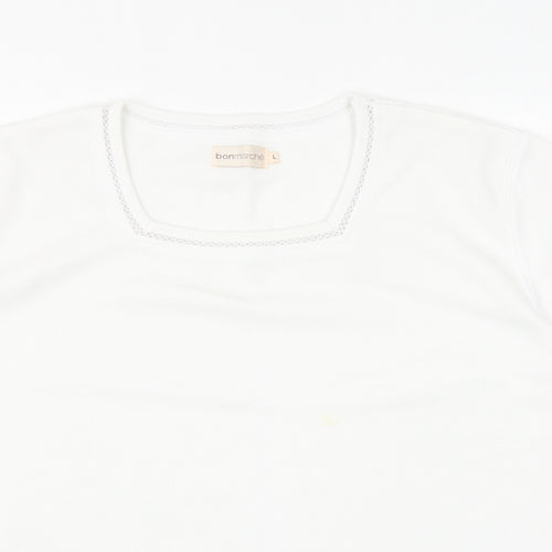 Bonmarché Womens White Square Neck Polyester Pullover Jumper Size L