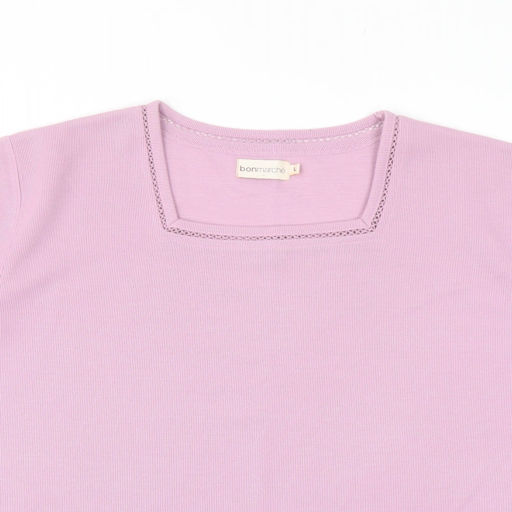 Bonmarché Womens Purple Square Neck Polyester Pullover Jumper Size L