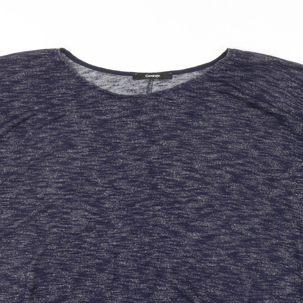 George Womens Blue Boat Neck Polyester Pullover Jumper Size 14