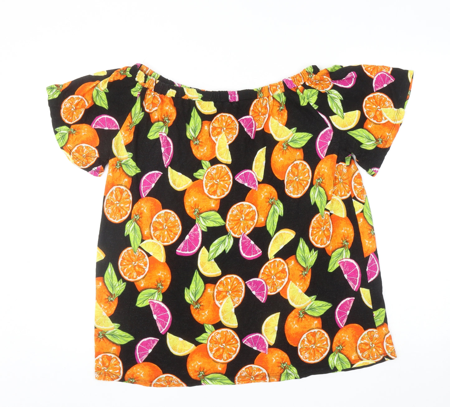 George Womens Multicoloured Geometric Viscose Basic T-Shirt Size 18 Off the Shoulder - Fruit