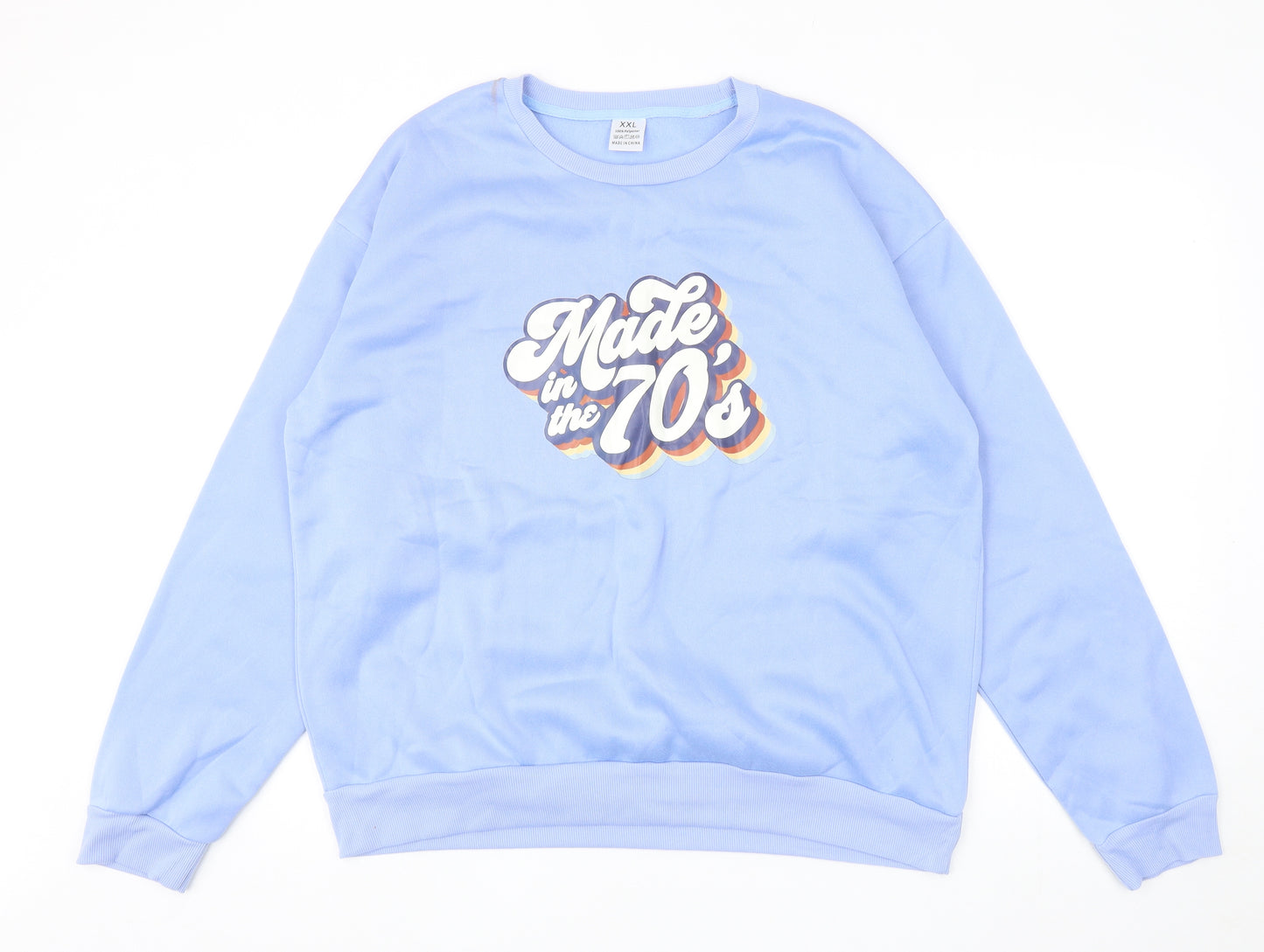 Preworn Womens Blue Polyester Pullover Sweatshirt Size 2XL Pullover - Made In The 70s