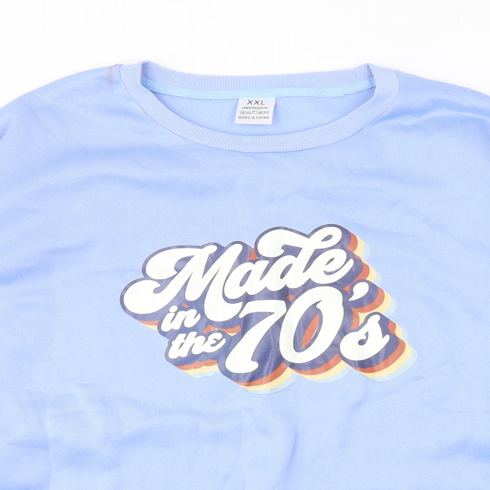 Preworn Womens Blue Polyester Pullover Sweatshirt Size 2XL Pullover - Made In The 70s