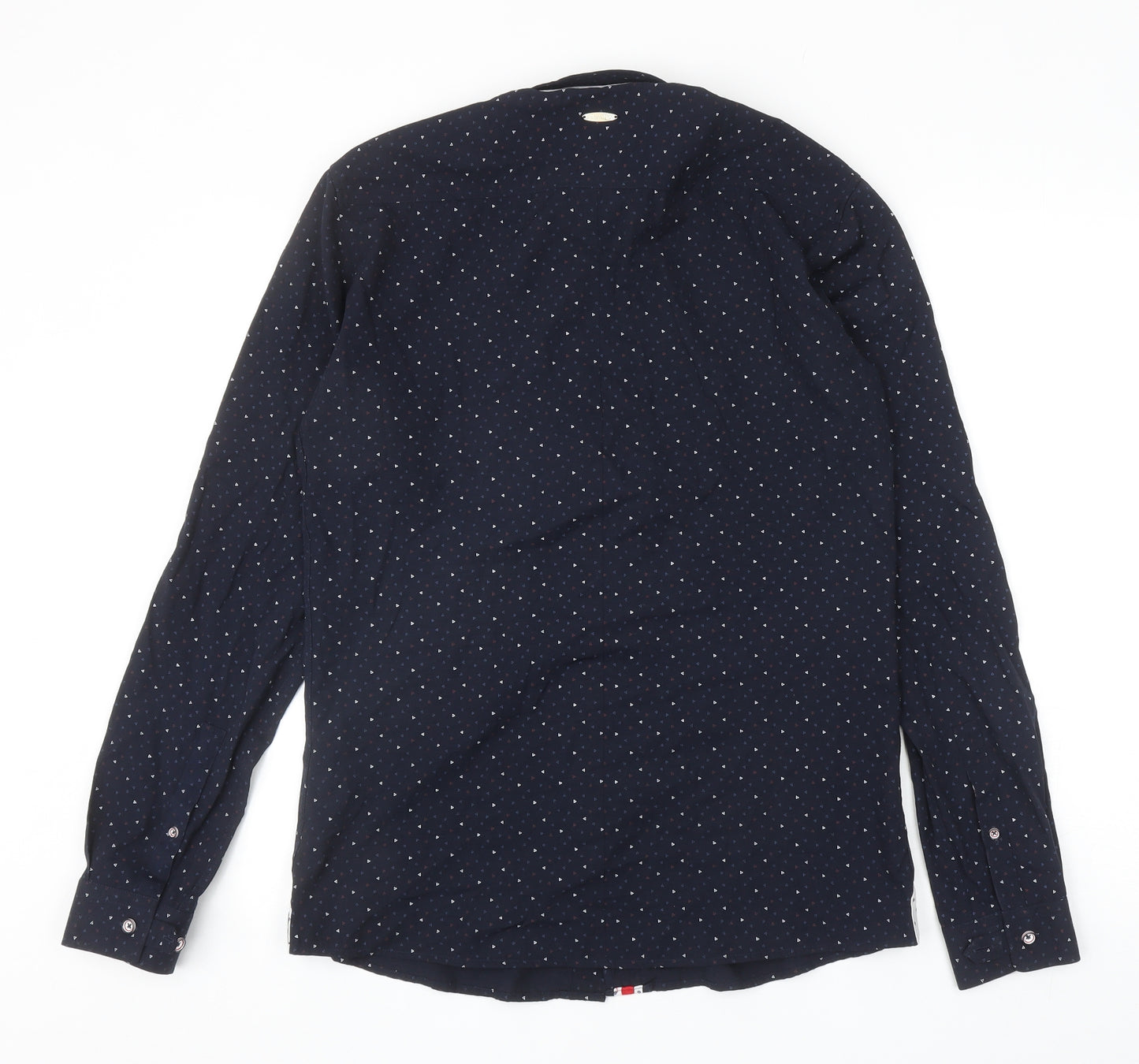 Bewley & Ritch Mens Blue Geometric Cotton Button-Up Size M Collared Button