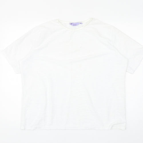 EWM Womens White Polyester Basic T-Shirt Size XL Round Neck - Textured