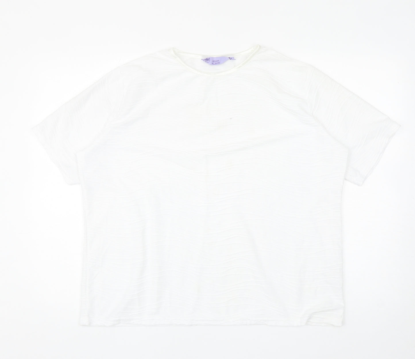 EWM Womens White Polyester Basic T-Shirt Size XL Round Neck - Textured