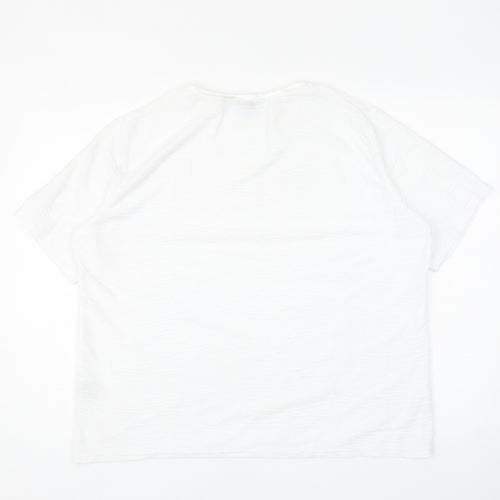 EWM Womens White Polyester Basic T-Shirt Size XL Round Neck - Textured