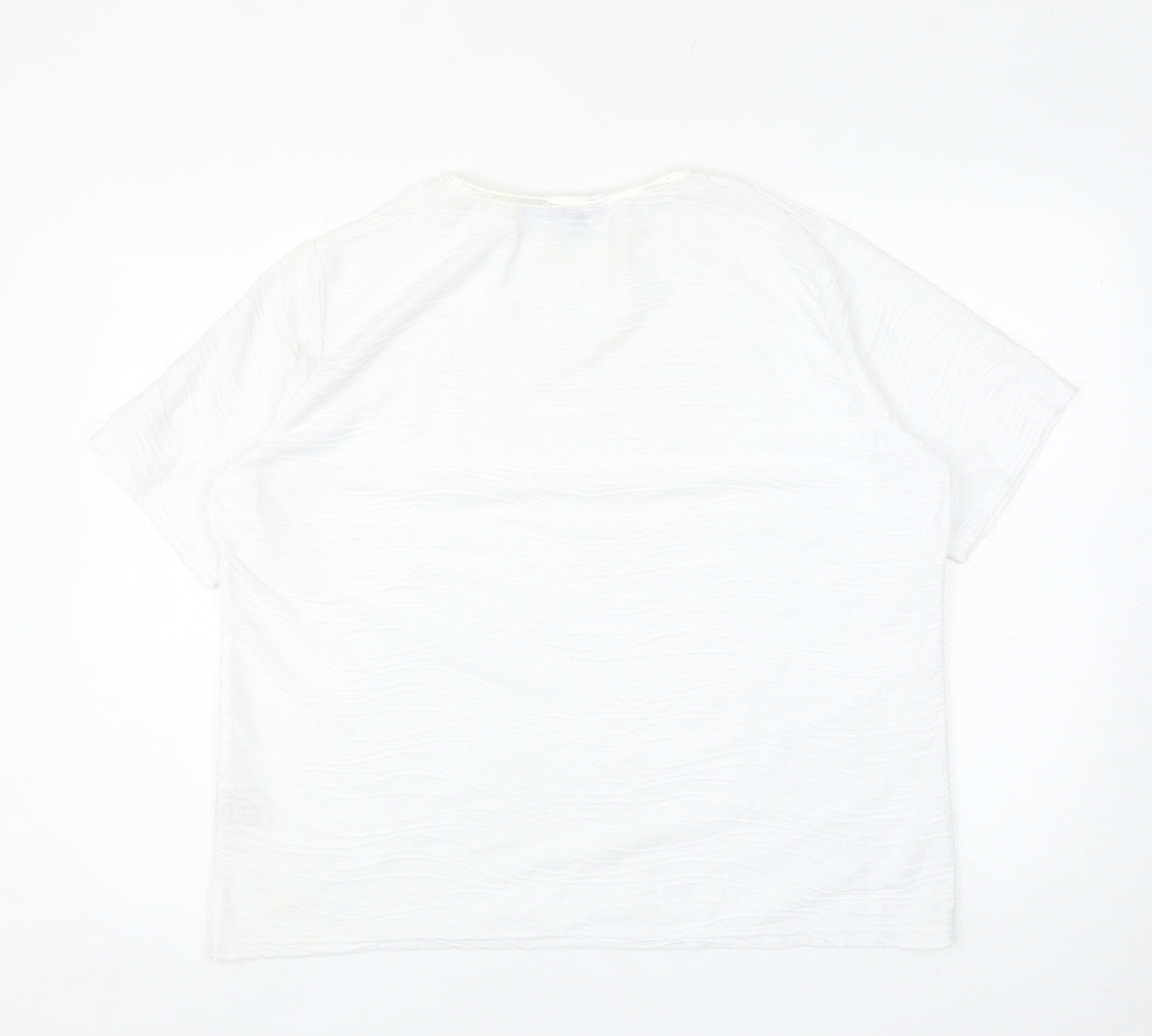 EWM Womens White Polyester Basic T-Shirt Size XL Round Neck - Textured