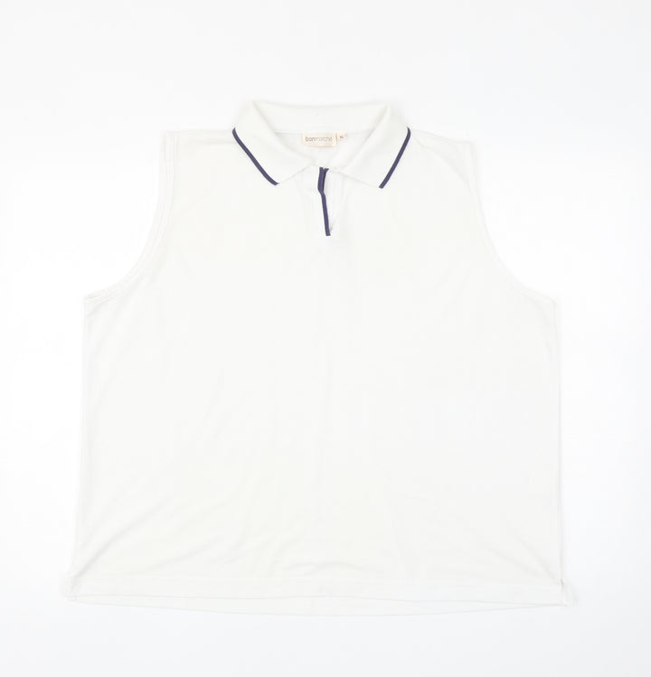 Bonmarché Womens White Polyester Basic Polo Size XL Collared