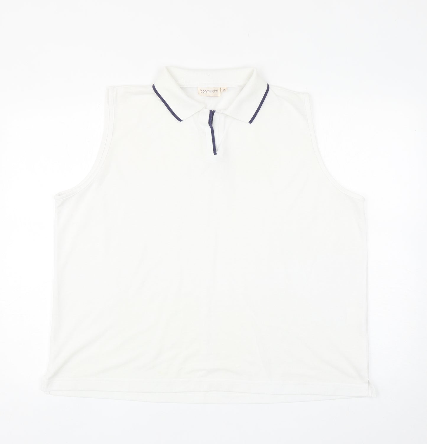 Bonmarché Womens White Polyester Basic Polo Size XL Collared