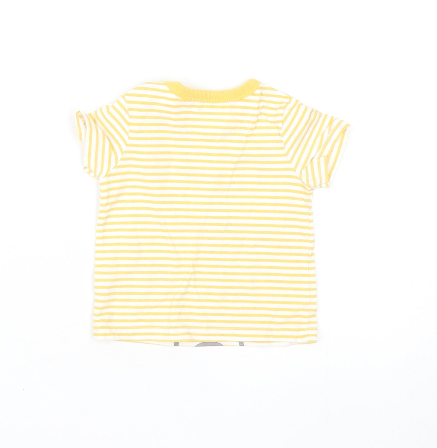 TU Baby Yellow Striped Cotton Basic T-Shirt Size 0-3 Months Round Neck Snap - Tigger