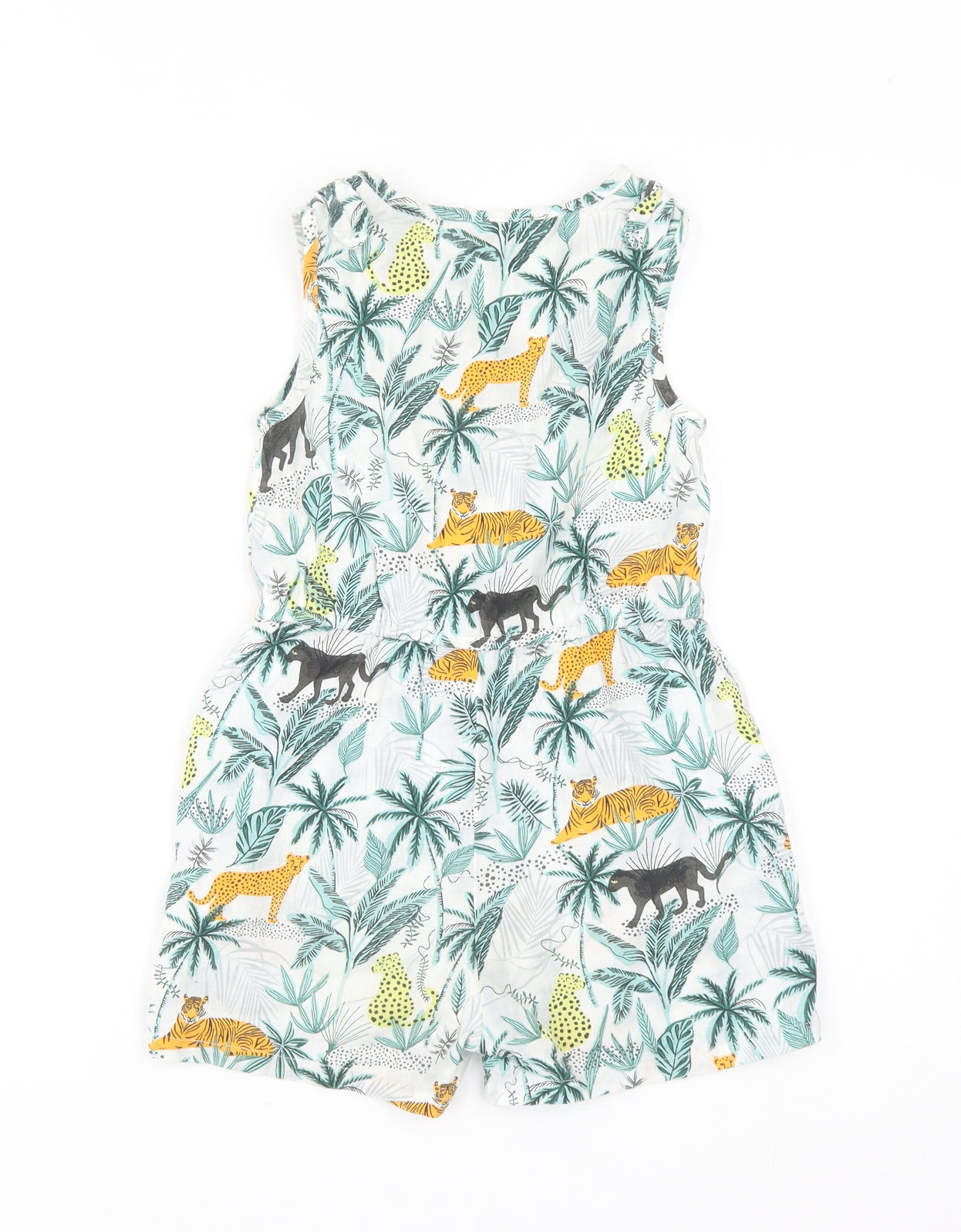 TU Girls Multicoloured Floral Cotton Romper One-Piece Size 8 Years L3 in Button - Animals