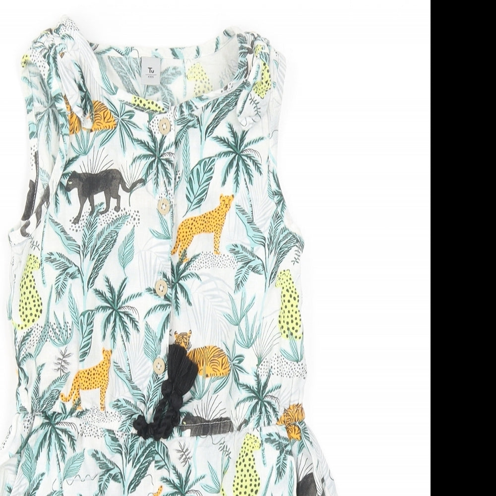 TU Girls Multicoloured Floral Cotton Romper One-Piece Size 8 Years L3 in Button - Animals