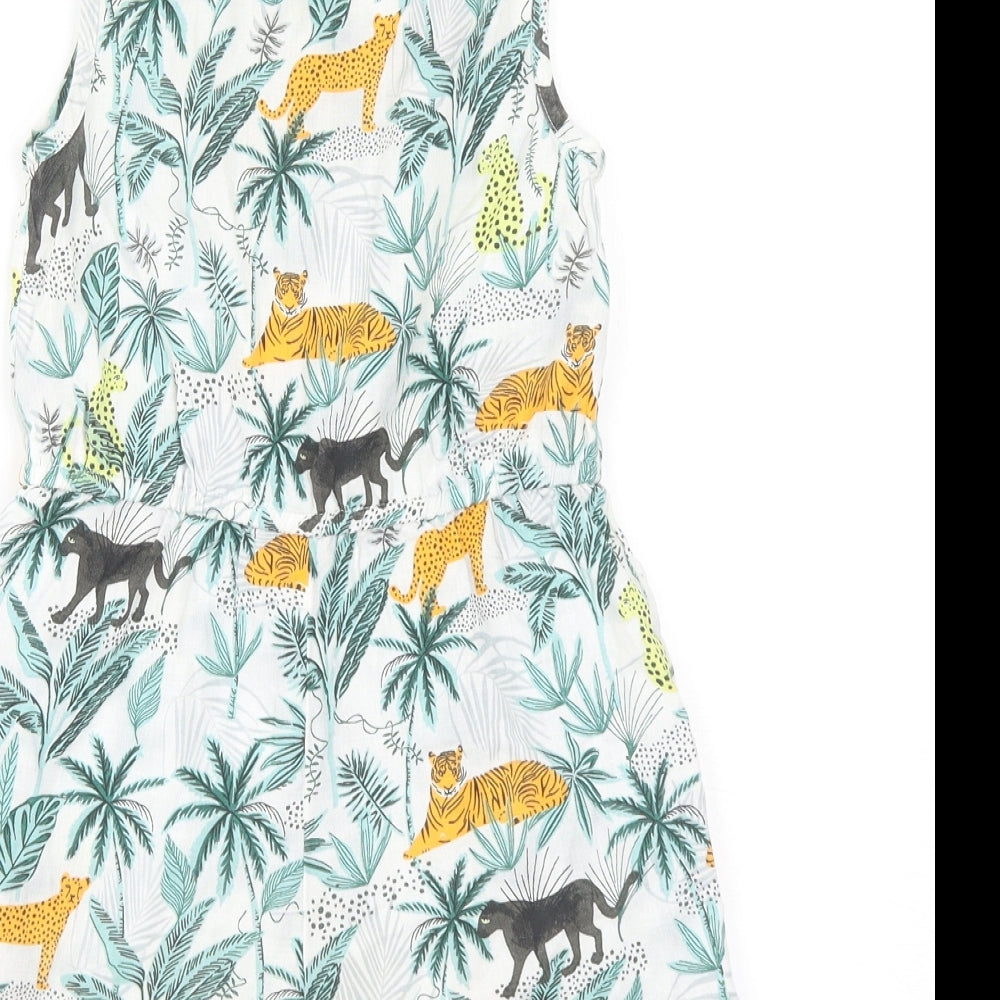 TU Girls Multicoloured Floral Cotton Romper One-Piece Size 8 Years L3 in Button - Animals