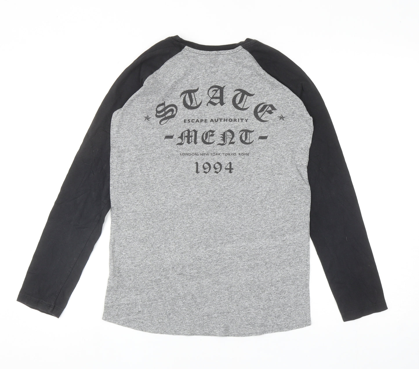 River Island Boys Grey Colourblock Polyester Ringer Casual Size 11-12 Years Round Neck Pullover - Statement