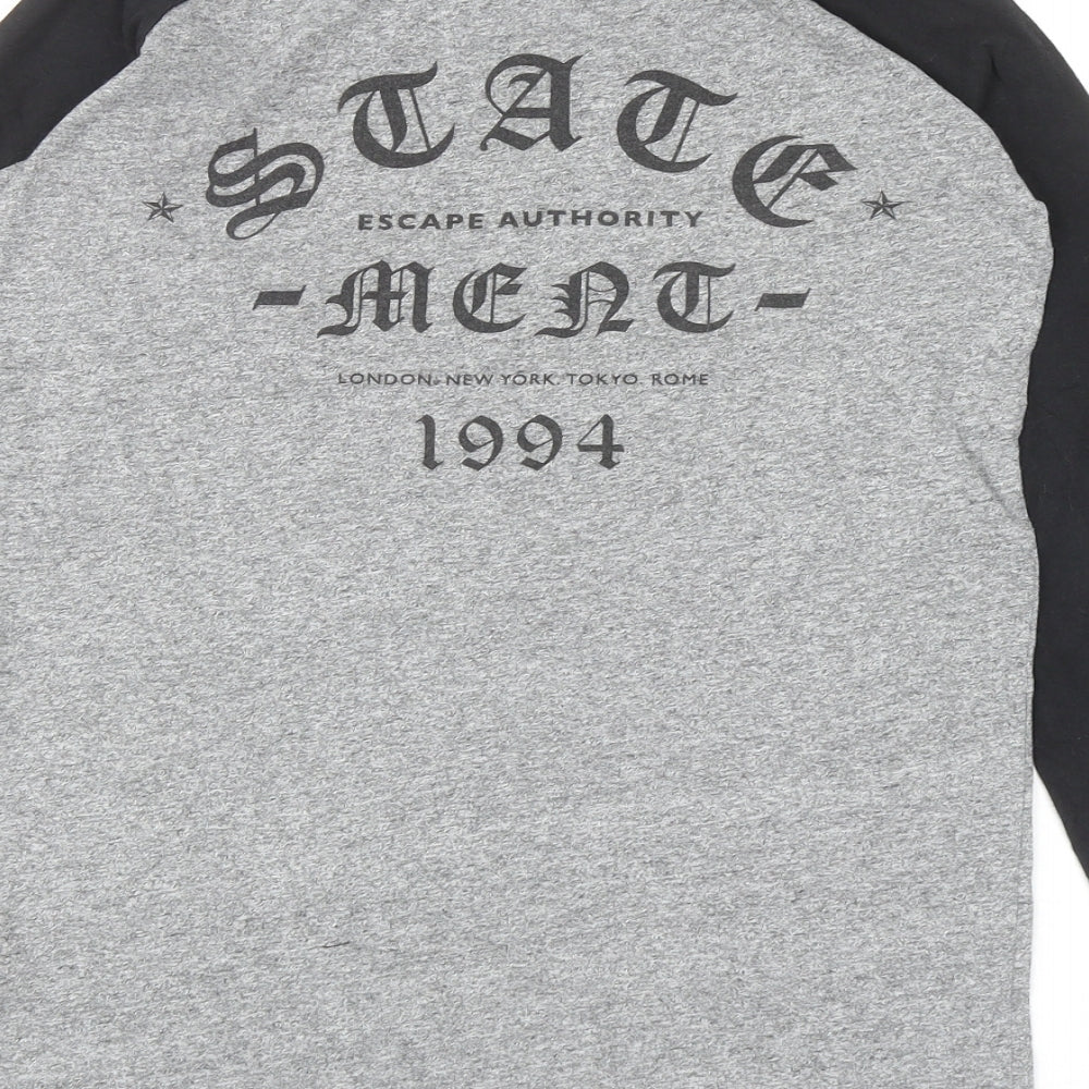 River Island Boys Grey Colourblock Polyester Ringer Casual Size 11-12 Years Round Neck Pullover - Statement