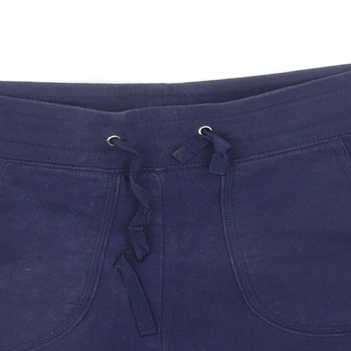 Essentials Womens Blue Cotton Sweat Shorts Size 8 L3 in Regular Drawstring