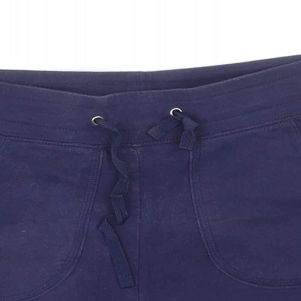 Essentials Womens Blue Cotton Sweat Shorts Size 8 L3 in Regular Drawstring