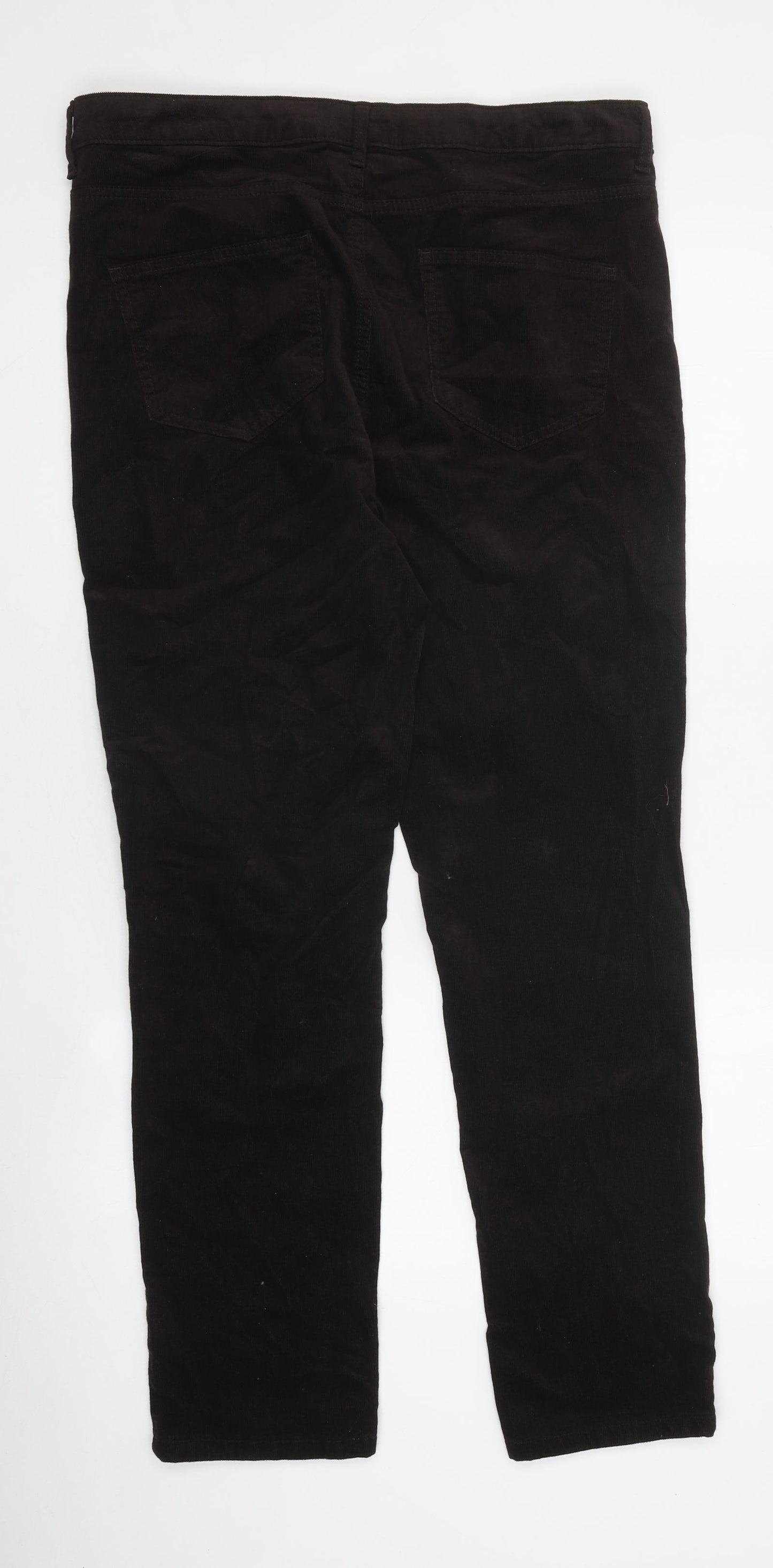 Marks and Spencer Womens Brown 100% Cotton Straight Jeans Size 14 L30 in Regular Zip