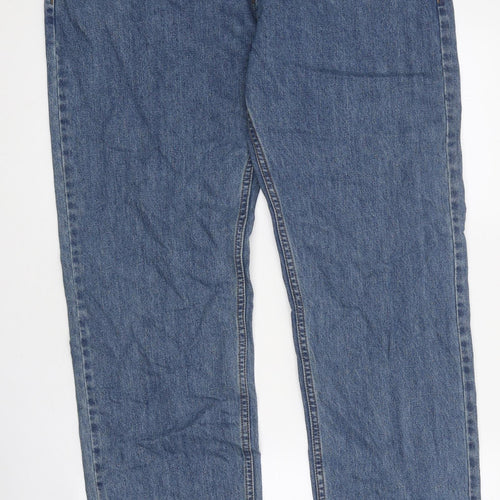 Preworn Mens Blue Cotton Straight Jeans L33 in Regular Zip