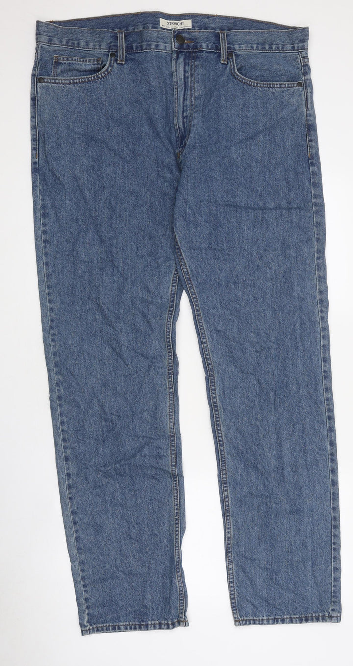 Preworn Mens Blue Cotton Straight Jeans L33 in Regular Zip